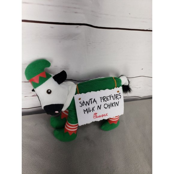 Chick-fil-A 7” Elf Christmas‎ Cow Plush Toy Santa Prefurs Milk ‘n Chikin - Picture 3 of 6
